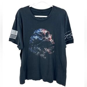 Grunt Style Tee Shirt Size XXL America Skull Flag Patriotic Black Defend USA